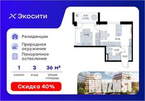 1-к квартира, вторичка, 36м2, 3/8 этаж