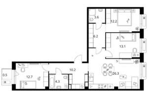 3-к квартира, вторичка, 89м2, 12/26 этаж