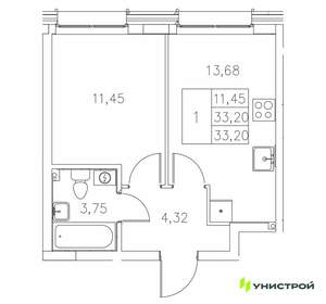 1-к квартира, вторичка, 33м2, 3/7 этаж