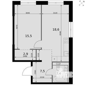 1-к квартира, вторичка, 48м2, 11/20 этаж
