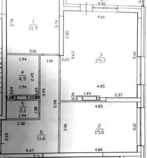 3-к квартира, вторичка, 72м2, 4/25 этаж