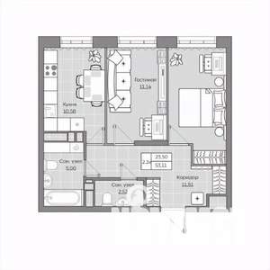 2-к квартира, вторичка, 53м2, 2/19 этаж