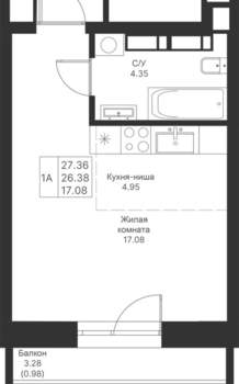 Студия квартира, вторичка, 27м2, 6/25 этаж