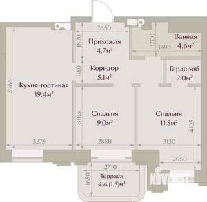 2-к квартира, вторичка, 58м2, 3/8 этаж