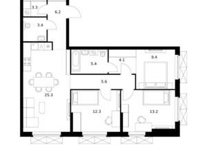 3-к квартира, вторичка, 88м2, 12/17 этаж