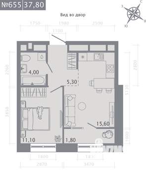 1-к квартира, вторичка, 38м2, 11/23 этаж