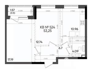 2-к квартира, вторичка, 53м2, 22/23 этаж