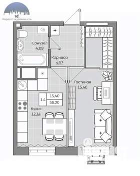 1-к квартира, вторичка, 38м2, 16/25 этаж