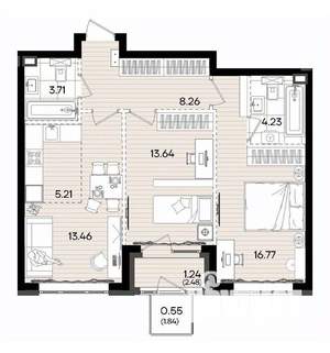 3-к квартира, вторичка, 67м2, 3/9 этаж