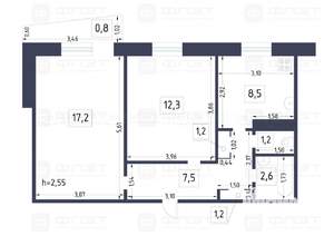 2-к квартира, вторичка, 51м2, 8/9 этаж
