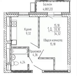 1-к квартира, вторичка, 33м2, 5/10 этаж