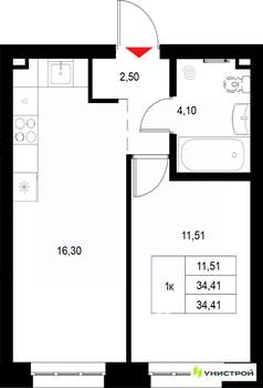 1-к квартира, вторичка, 34м2, 3/22 этаж