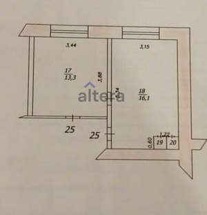 2-к квартира, вторичка, 35м2, 4/9 этаж