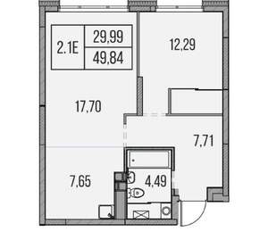 2-к квартира, вторичка, 50м2, 6/19 этаж