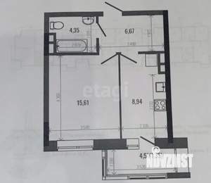 1-к квартира, вторичка, 36м2, 1/7 этаж