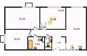 3-к квартира, вторичка, 71м2, 11/12 этаж