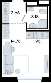 Студия квартира, вторичка, 24м2, 6/8 этаж