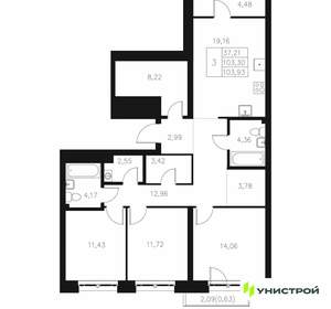 3-к квартира, вторичка, 104м2, 6/7 этаж