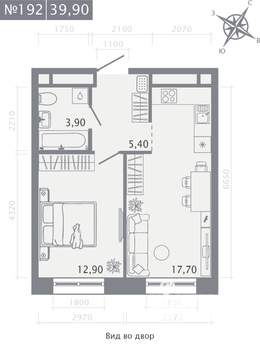 1-к квартира, вторичка, 40м2, 15/23 этаж