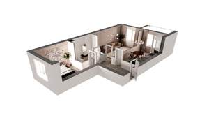 2-к квартира, сданный дом, 61м2, 2/19 этаж