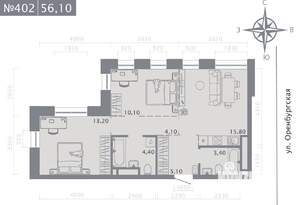 2-к квартира, вторичка, 56м2, 6/25 этаж