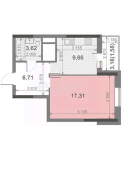 1-к квартира, вторичка, 37м2, 16/21 этаж