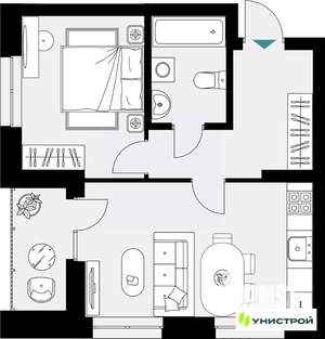 1-к квартира, вторичка, 45м2, 2/18 этаж