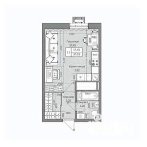 Студия квартира, вторичка, 30м2, 16/25 этаж