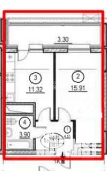 1-к квартира, вторичка, 39м2, 4/17 этаж