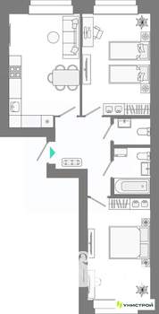 2-к квартира, вторичка, 61м2, 4/10 этаж