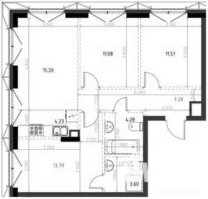 3-к квартира, вторичка, 71м2, 9/15 этаж