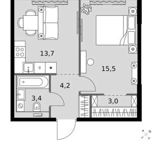 1-к квартира, вторичка, 40м2, 16/20 этаж