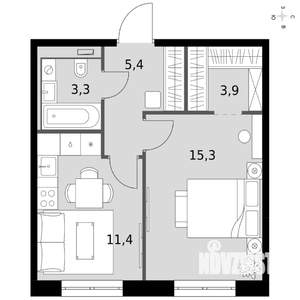 1-к квартира, вторичка, 39м2, 12/19 этаж