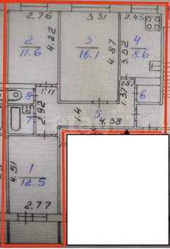 3-к квартира, вторичка, 65м2, 4/9 этаж