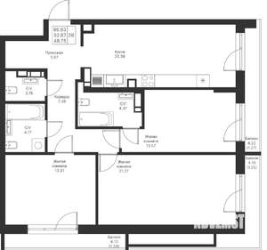 3-к квартира, вторичка, 97м2, 5/24 этаж