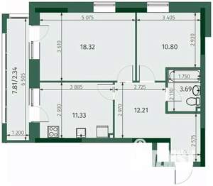 2-к квартира, вторичка, 59м2, 25/25 этаж