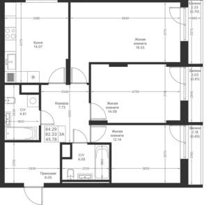 3-к квартира, вторичка, 84м2, 3/24 этаж