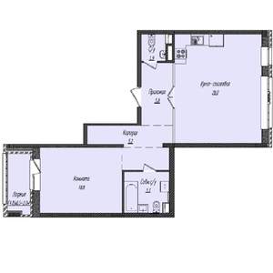 1-к квартира, строящийся дом, 67м2, 2/4 этаж