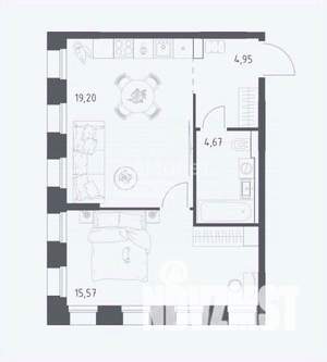 2-к квартира, вторичка, 44м2, 16/25 этаж