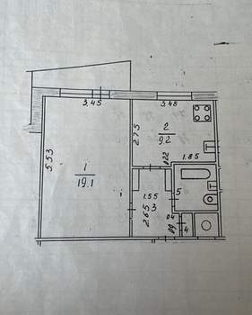 1-к квартира, вторичка, 39м2, 5/9 этаж