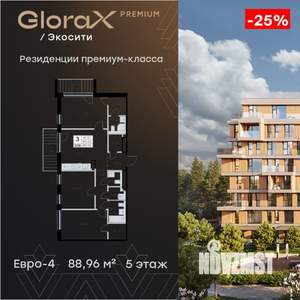 3-к квартира, вторичка, 89м2, 5/8 этаж