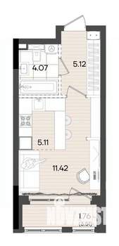 Студия квартира, вторичка, 27м2, 21/23 этаж