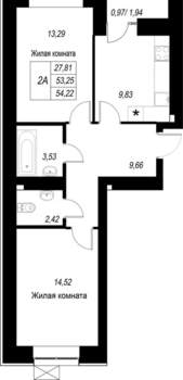 2-к квартира, вторичка, 54м2, 7/10 этаж