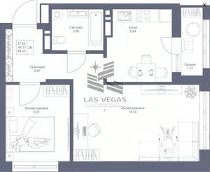 2-к квартира, вторичка, 48м2, 11/22 этаж