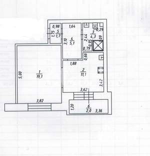 1-к квартира, вторичка, 35м2, 1/3 этаж