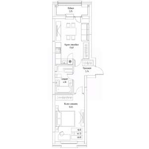 1-к квартира, вторичка, 47м2, 2/9 этаж