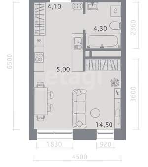 Студия квартира, вторичка, 26м2, 17/25 этаж