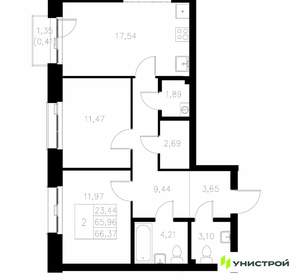 2-к квартира, вторичка, 66м2, 5/7 этаж