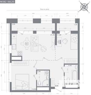 2-к квартира, строящийся дом, 68м2, 5/23 этаж