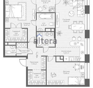 3-к квартира, вторичка, 89м2, 22/28 этаж
